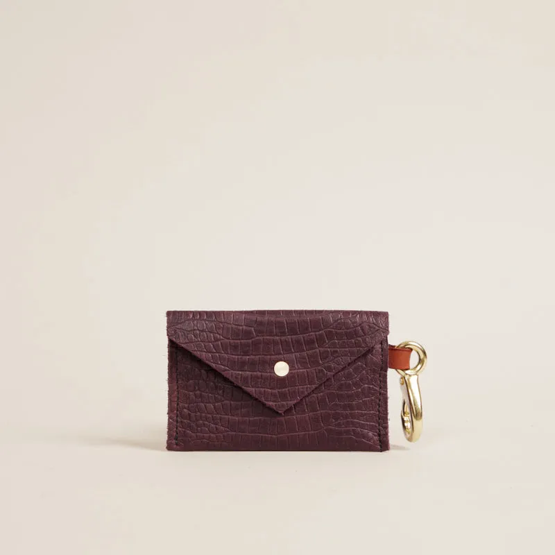 Envelope Card Holder with Keyring - Leather Croc Embossed sold by Parker Thatch