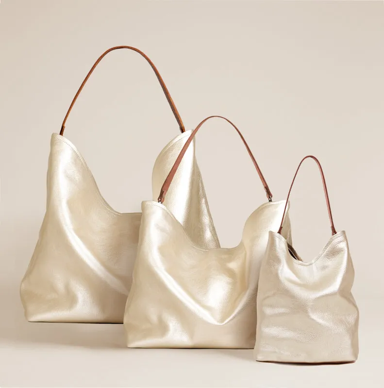 Micro Jane - Slouch Bag - Leather Distressed Silver sold by Parker Thatch product image thumbnail 5