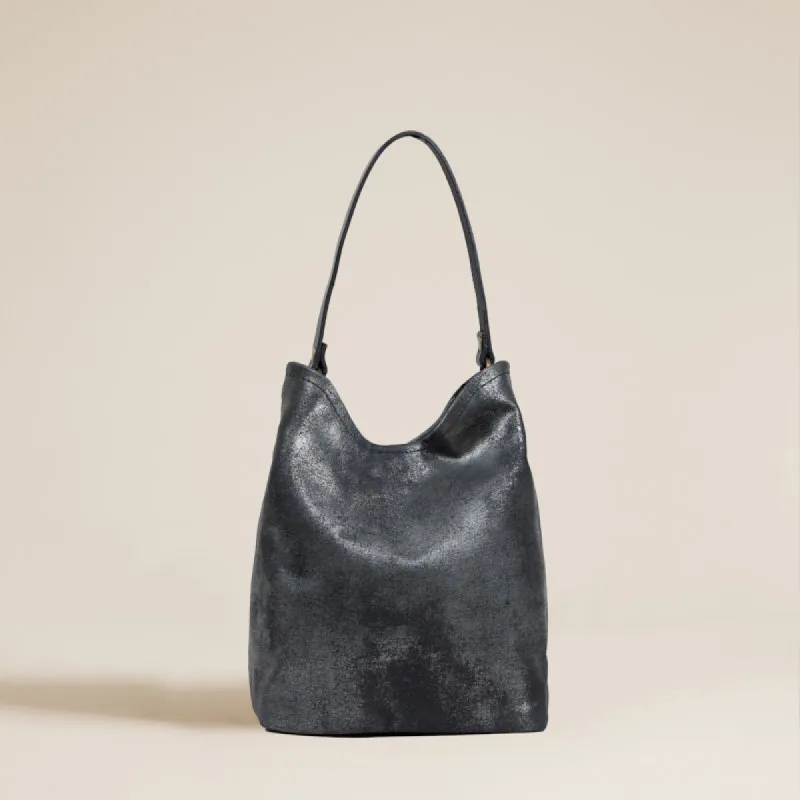Micro Jane - Slouch Bag - Leather Distressed Silver sold by Parker Thatch