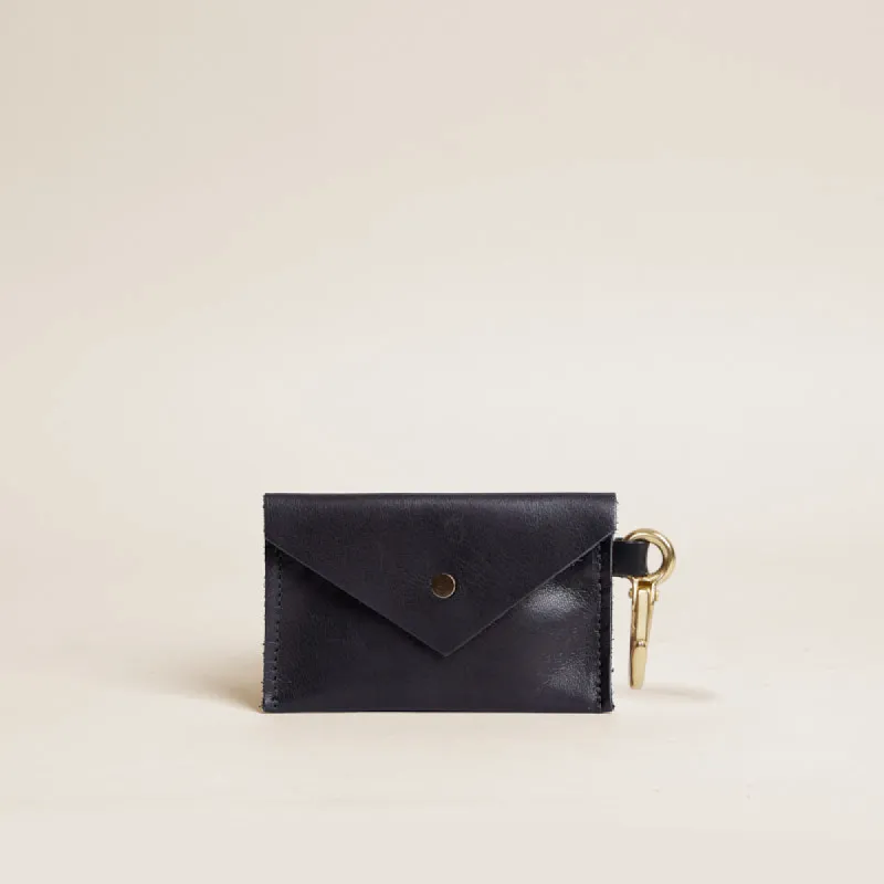 Envelope Card Holder with Keyring - Leather Black sold by Parker Thatch