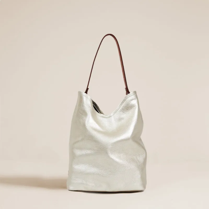 Micro Jane - Slouch Bag - Leather Platinum sold by Parker Thatch