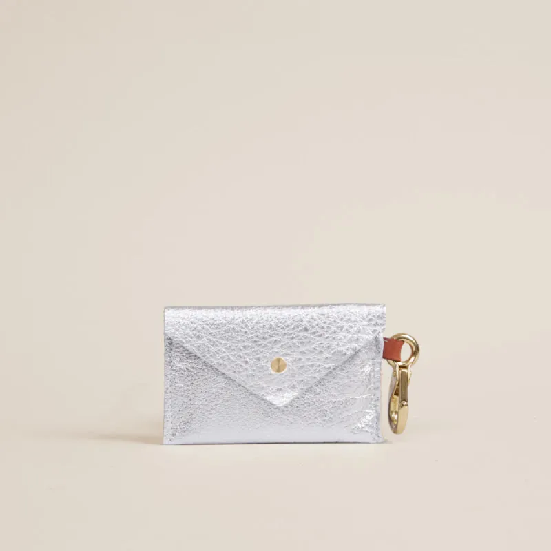 Envelope Card Holder with Keyring - Leather Silver sold by Parker Thatch