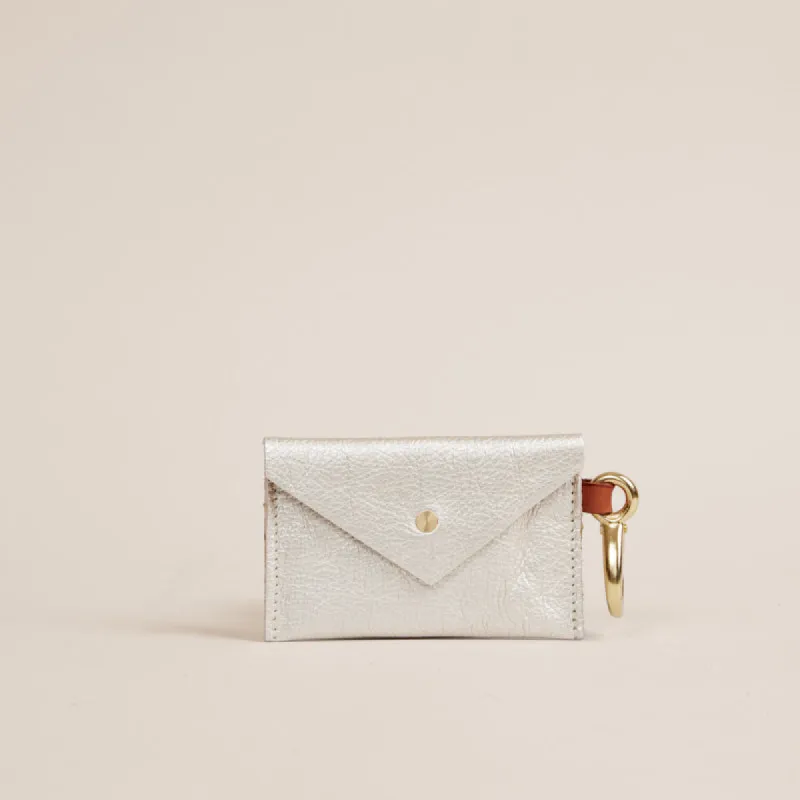 Envelope Card Holder with Keyring - Leather Platinum sold by Parker Thatch