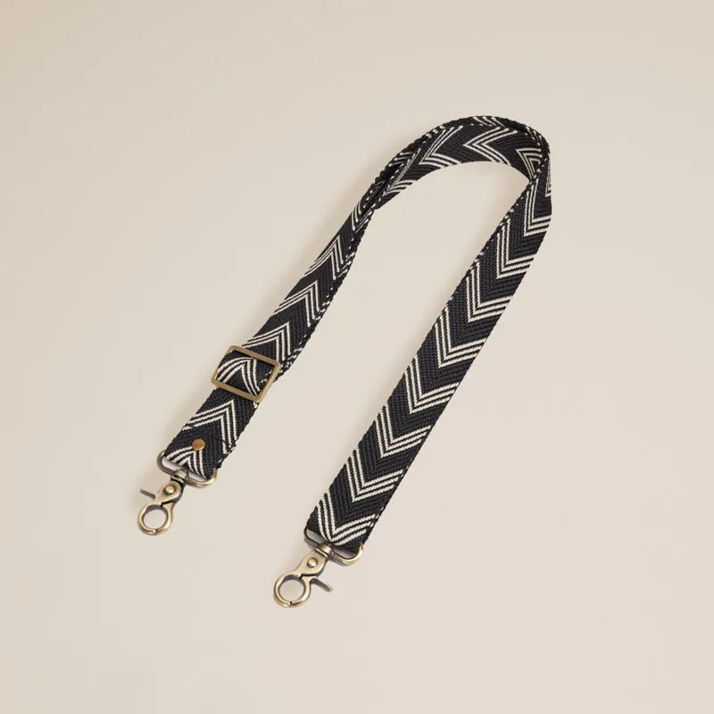 Adjustable Crossbody Strap - Thin - Chevron Black & Natural sold by Parker Thatch product image thumbnail 2