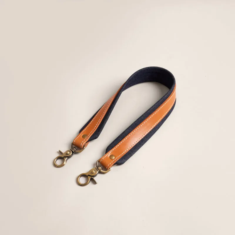 Jackie Shoulder Strap - Leather-on-Denim Cognac sold by Parker Thatch