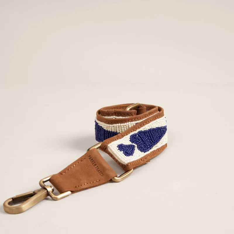 Beaded and Suede Crossbody Strap - Queen of Hearts Navy Blue & White sold by Parker Thatch