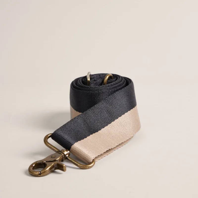 Adjustable Crossbody Strap - Khaki & Black Stripe sold by Parker Thatch