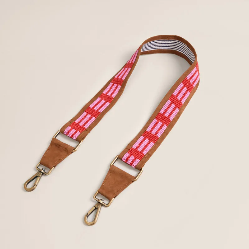 Beaded and Suede Crossbody Strap - Pink & Red Lines sold by Parker Thatch product image thumbnail 2