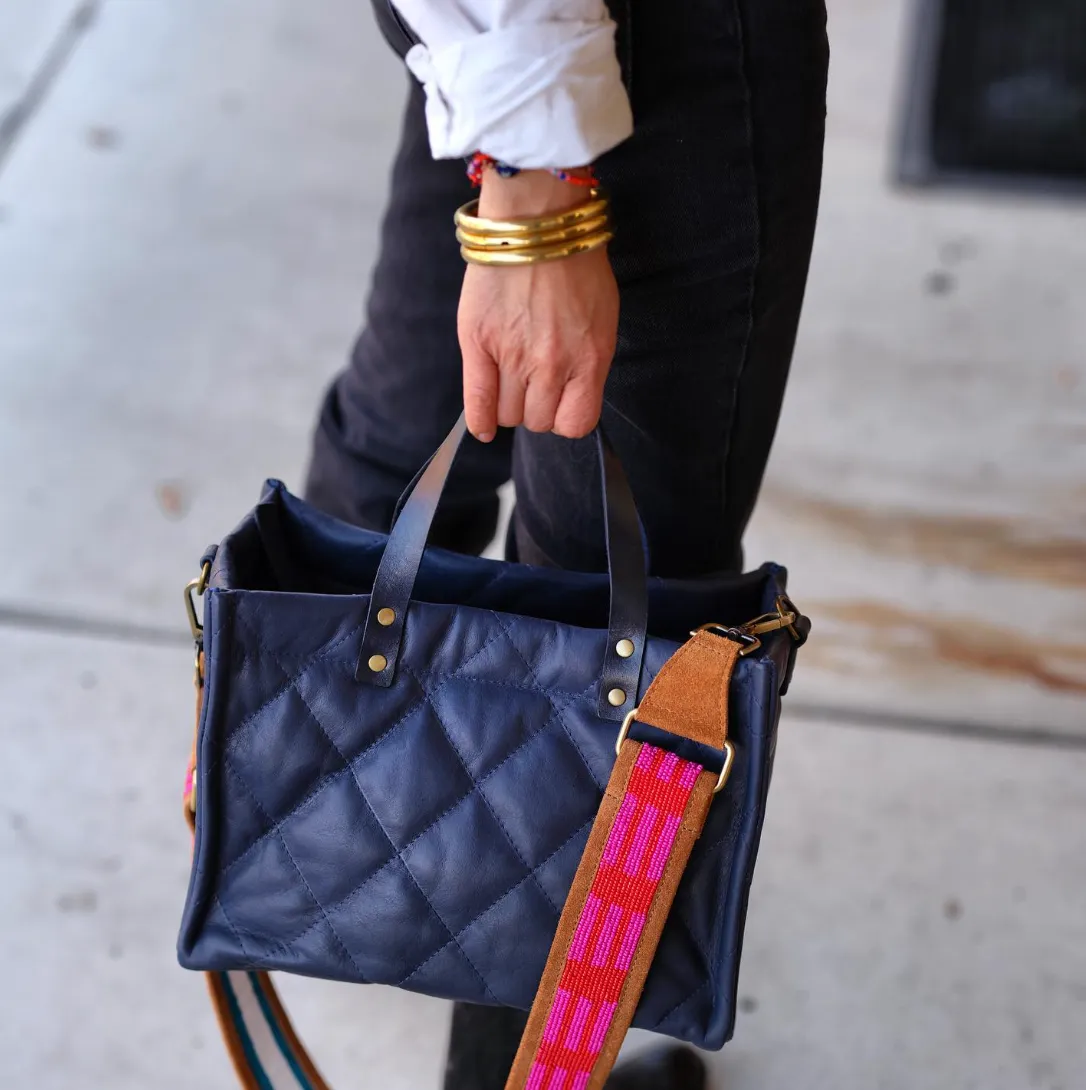 Beaded and Suede Crossbody Strap - Pink & Red Lines sold by Parker Thatch product image thumbnail 3