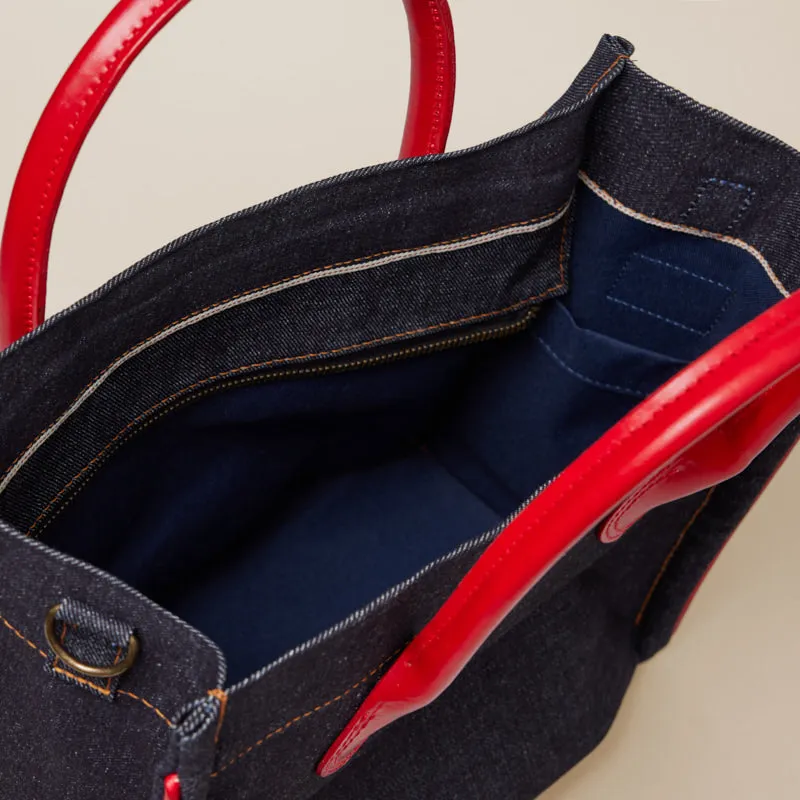 Parker - Denim with Red Leather Saddle Handle and Piping sold by Parker Thatch product image thumbnail 4