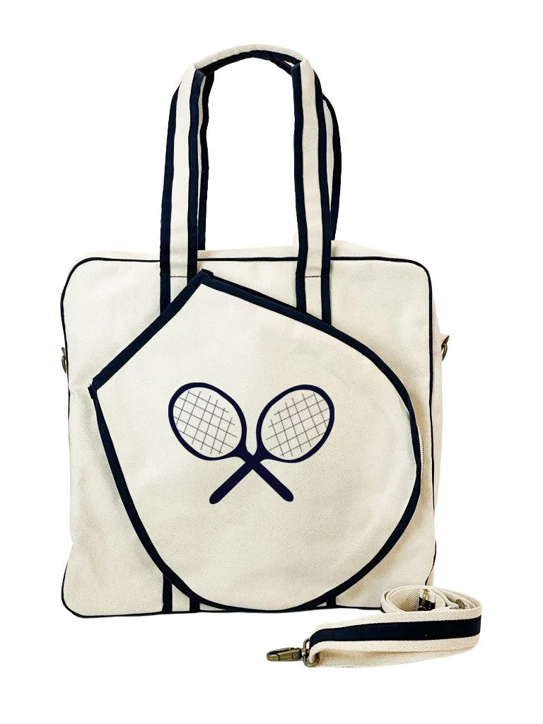 Tennis Bag - Natural Canvas with Navy Tennis Racquets sold by Parker Thatch product image thumbnail 2