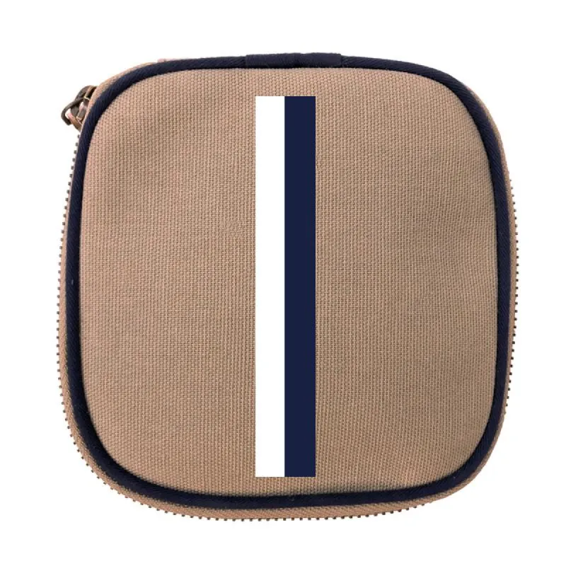 Travel Jewelry Box - Khaki - White and Navy Stripe sold by Parker Thatch