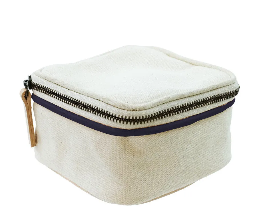 Travel Jewelry Box - Khaki - White and Navy Stripe sold by Parker Thatch product image thumbnail 2