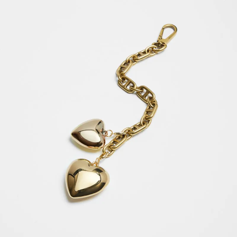 Double Big Puffy Heart Chain Bag Charm sold by Parker Thatch