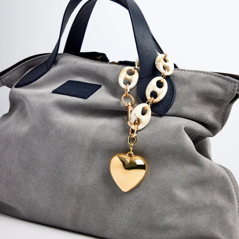 Navy Big Puffy Heart Chain Bag Charm sold by Parker Thatch product image thumbnail 2