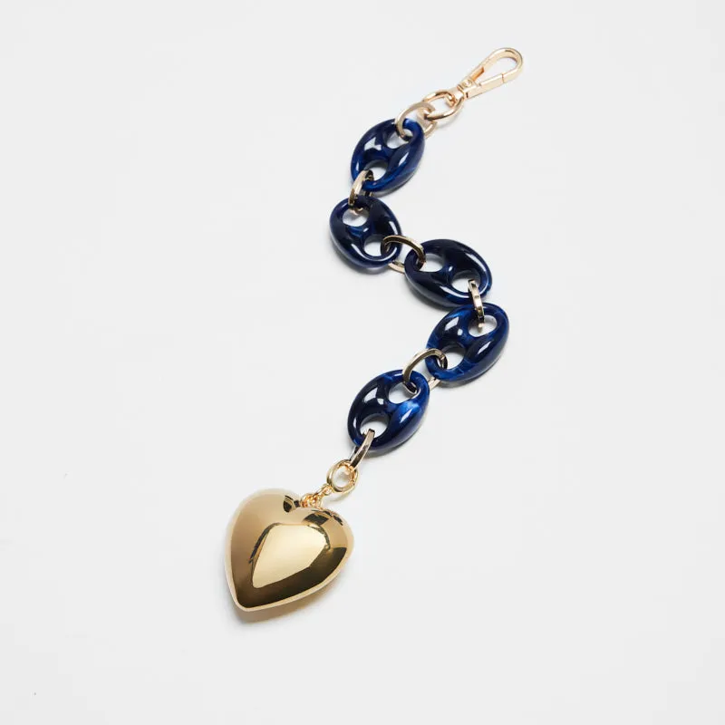 Navy Big Puffy Heart Chain Bag Charm sold by Parker Thatch