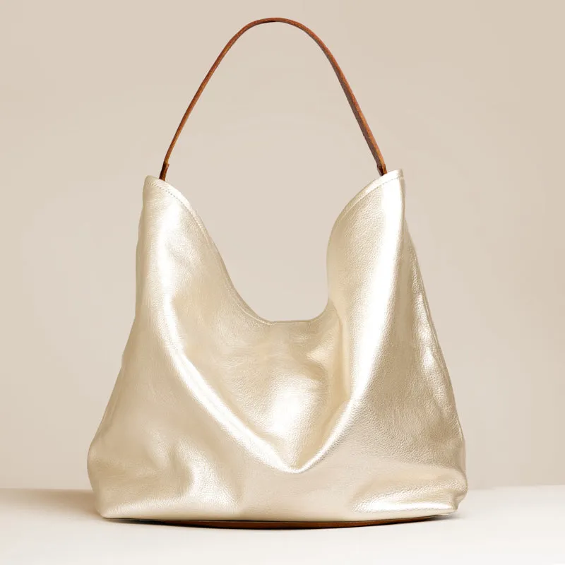 XL Jane - Slouch Bag - Leather Platinum sold by Parker Thatch