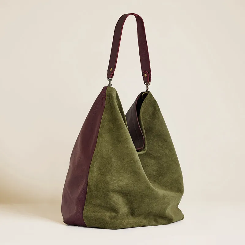 Jane - Suede Olive and Leather Burgundy sold by Parker Thatch