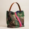 XL Jane - Slouch Bag - Nylon Camo with Pink and Red Stripe sold by Parker Thatch