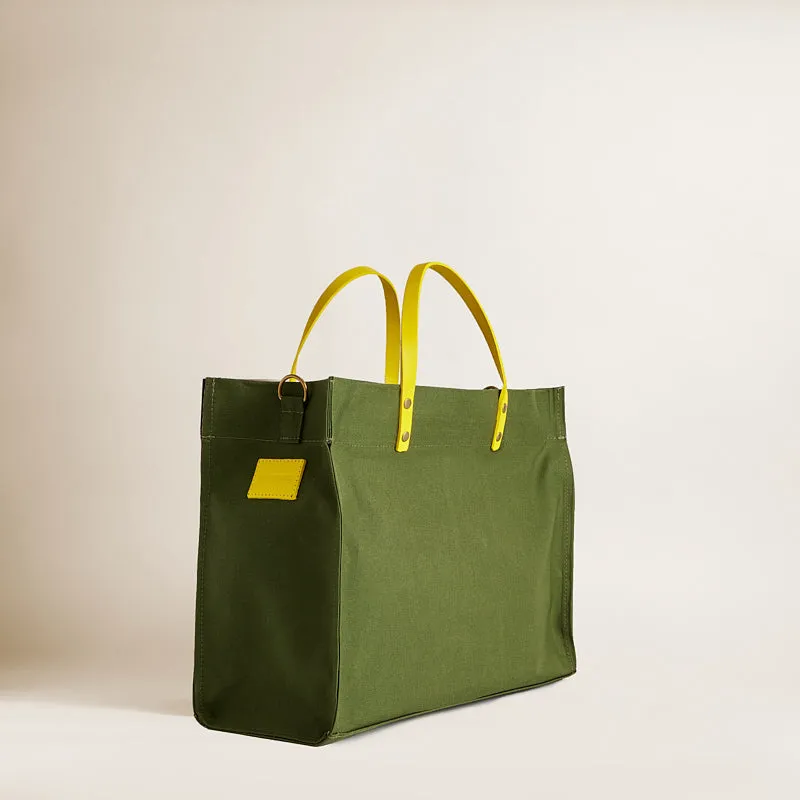Medium Mimi - Nylon Olive with Yellow Handles sold by Parker Thatch product image thumbnail 2