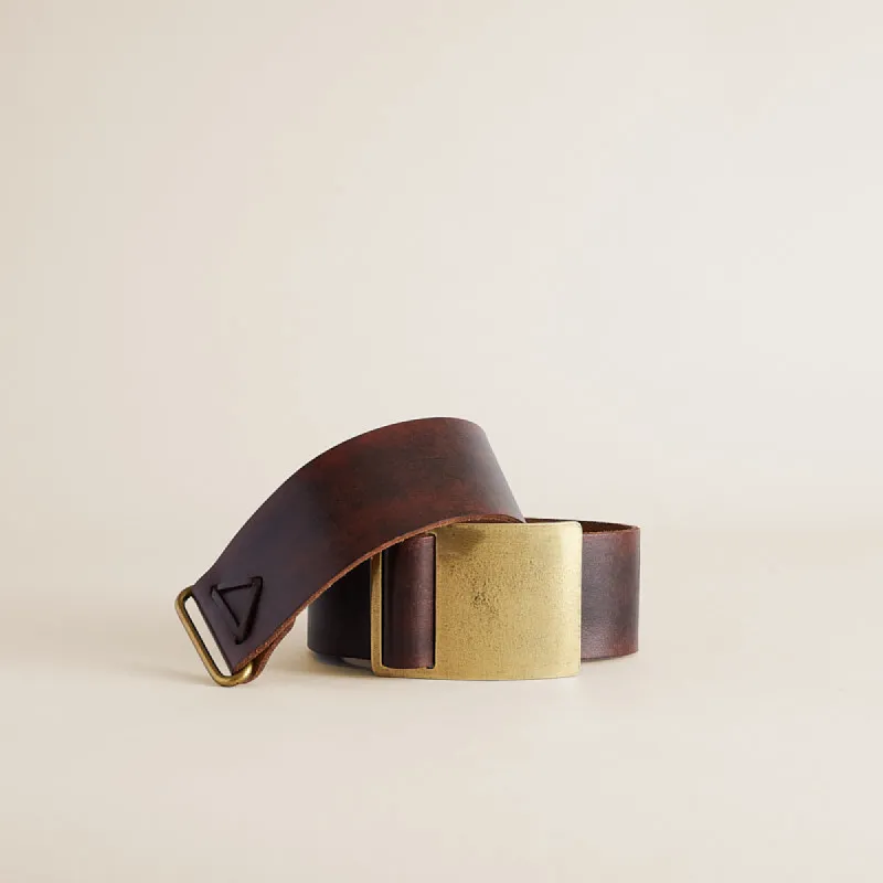 Brass Buckle Belt - Aged Leather sold by Parker Thatch