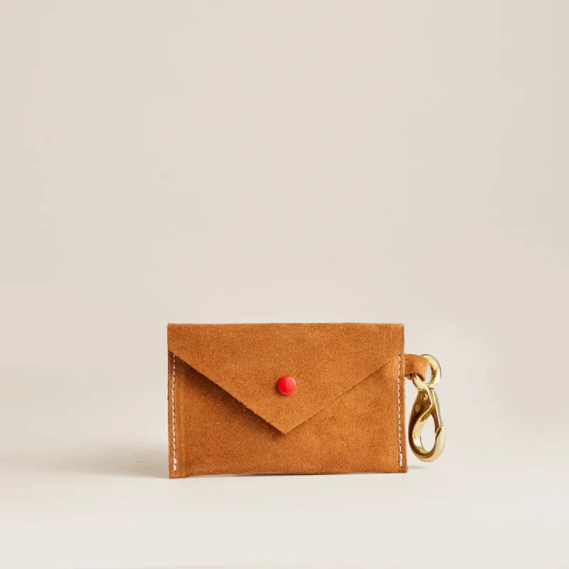 Envelope Card Holder with Keyring - Suede Caramel sold by Parker Thatch