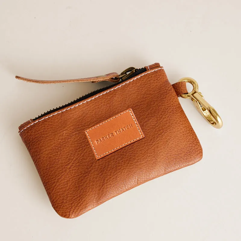 Zip Top Pouch with Keyring - Leather Pebbled Cognac sold by Parker Thatch product image thumbnail 2