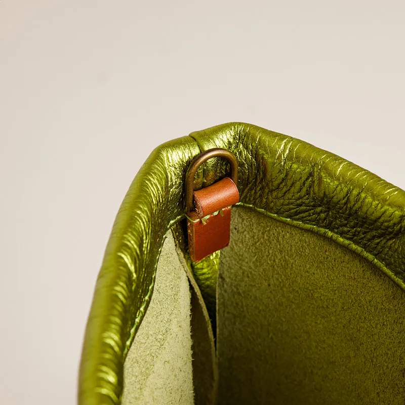 Drawstring Pouch - Leather Metallic Lime sold by Parker Thatch product image thumbnail 5
