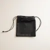 Drawstring Pouch - Leather Black sold by Parker Thatch