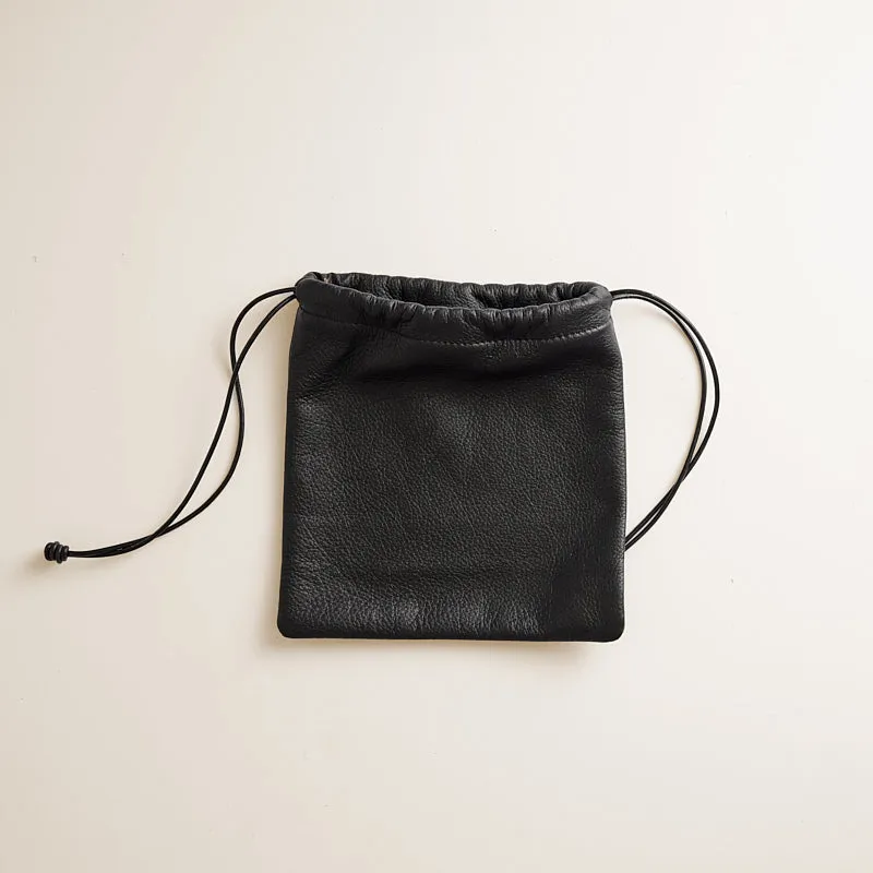 Drawstring Pouch - Leather Black sold by Parker Thatch product image thumbnail 3