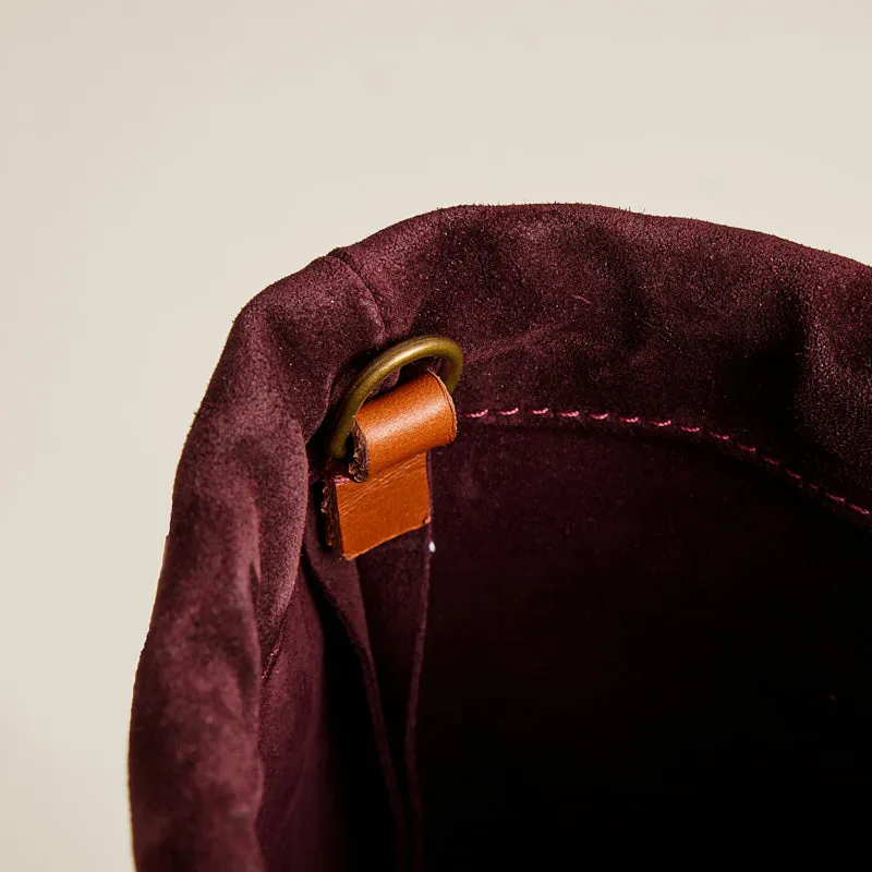Drawstring Pouch - Suede Oxblood Burgundy sold by Parker Thatch product image thumbnail 5