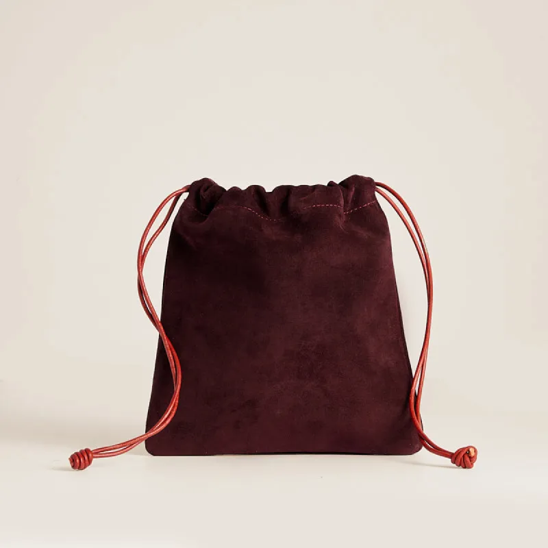 Drawstring Pouch - Suede Oxblood Burgundy sold by Parker Thatch
