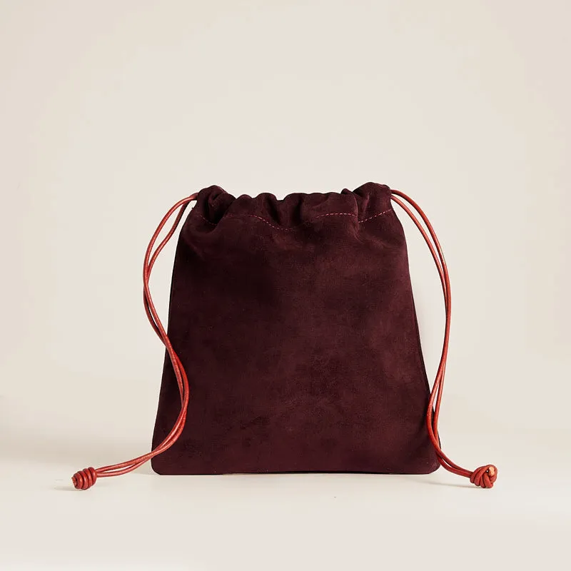 Drawstring Pouch - Suede Oxblood Burgundy sold by Parker Thatch