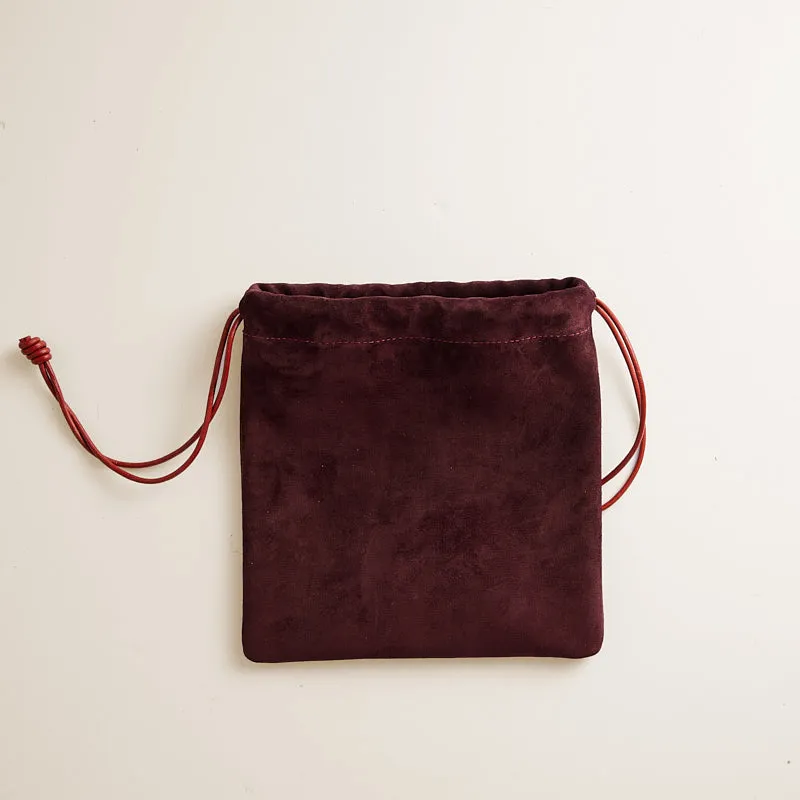 Drawstring Pouch - Suede Oxblood Burgundy sold by Parker Thatch product image thumbnail 3