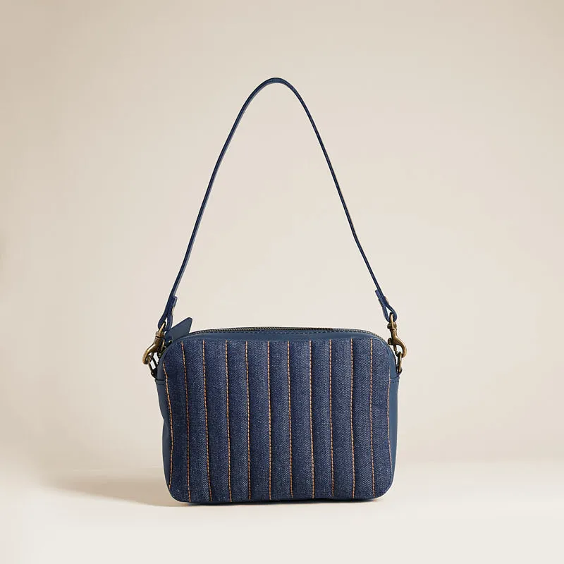 Amelia - Quilted Denim with Navy Leather sold by Parker Thatch product image thumbnail 2