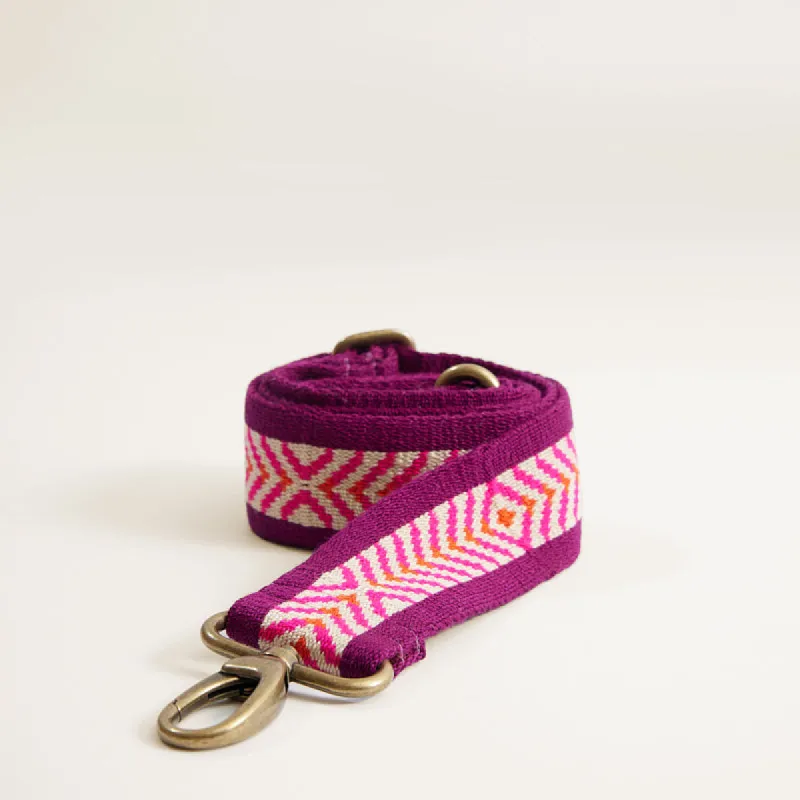 Adjustable Hand-Woven Crossbody Strap - Wine & Pink Pattern sold by Parker Thatch