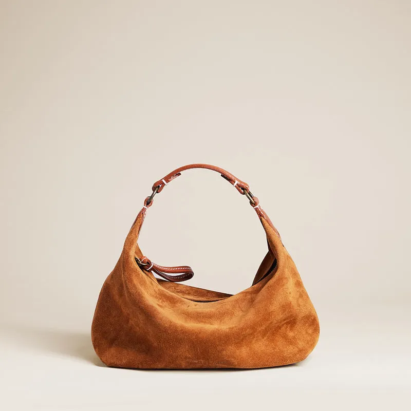 Small Maurice Hobo - Suede Caramel sold by Parker Thatch