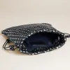 Drawstring Pouch - Leather Black w/ Embossed Silver Dots sold by Parker Thatch