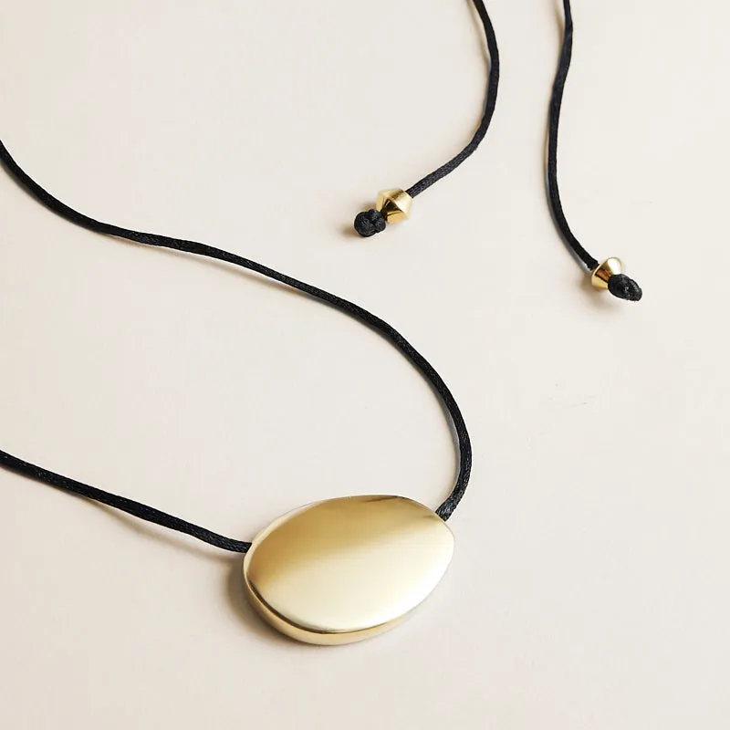 Pebble Pendant Necklace with Black Satin Cord sold by Parker Thatch product image thumbnail 2