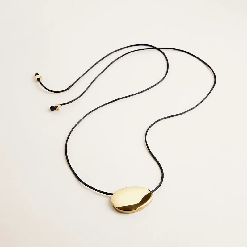 Pebble Pendant Necklace with Black Satin Cord sold by Parker Thatch product image thumbnail 3