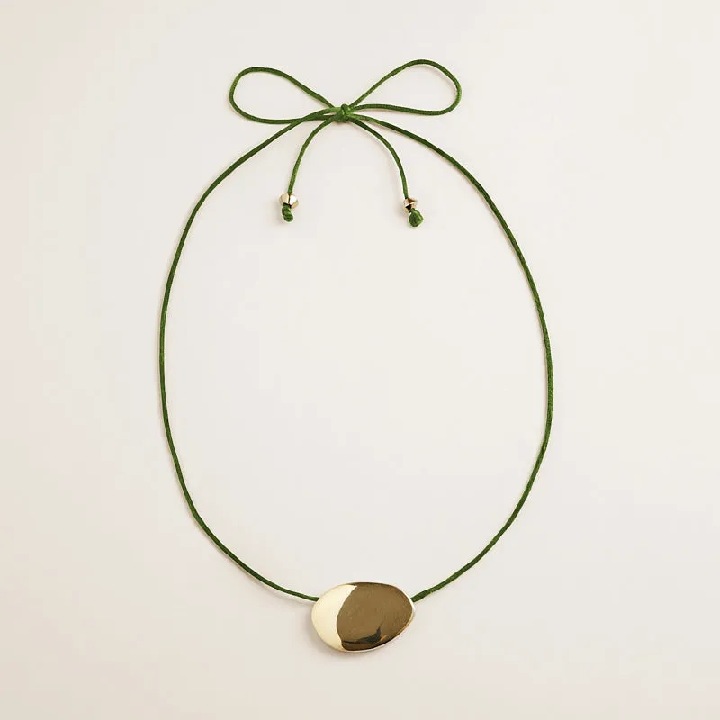 Pebble Pendant Necklace with Green Satin Cord sold by Parker Thatch