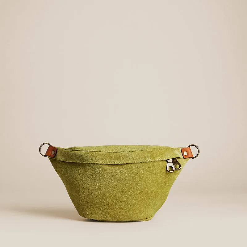 Small Cross Your Heart Sling - Suede Avocado sold by Parker Thatch