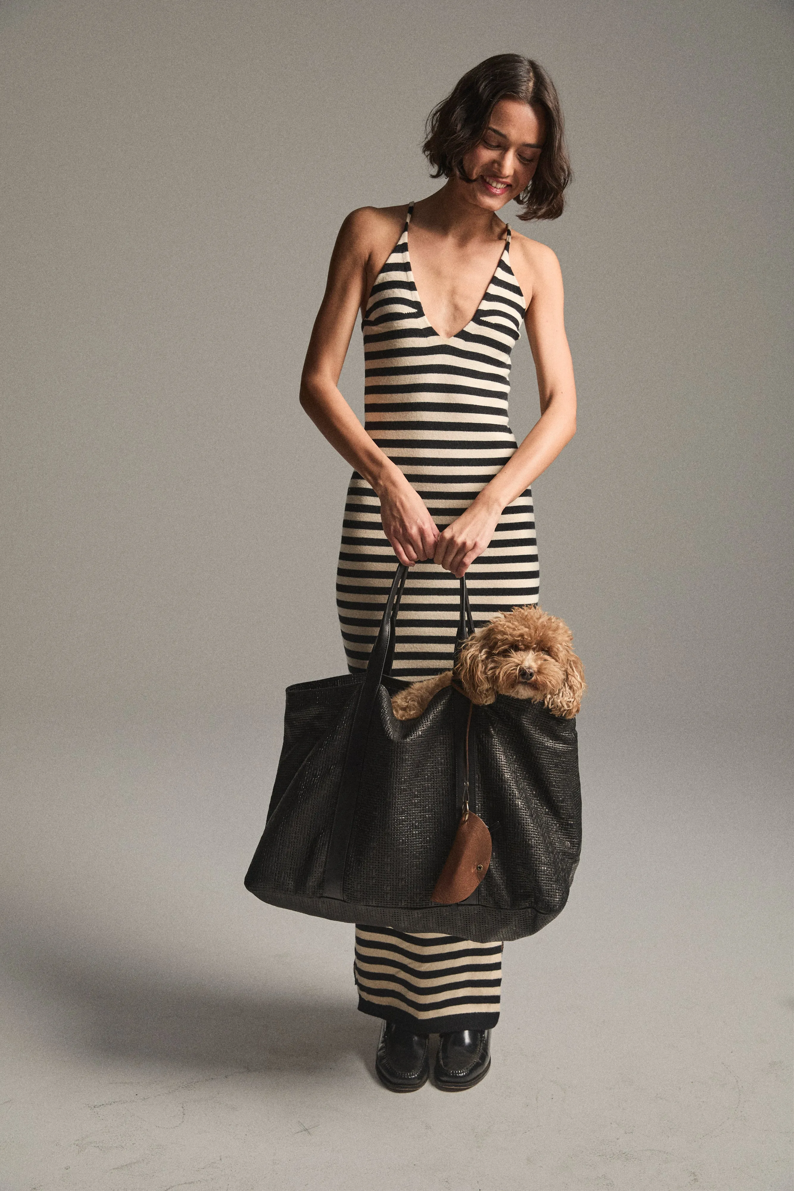 GIANT Tote - Leather Black Basketweave sold by Parker Thatch product image thumbnail 3