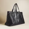 GIANT Tote - Leather Black Basketweave sold by Parker Thatch