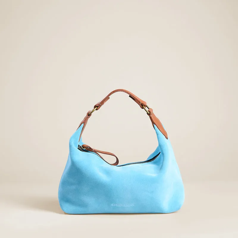 Small Maurice Hobo - Suede Cloud Blue sold by Parker Thatch