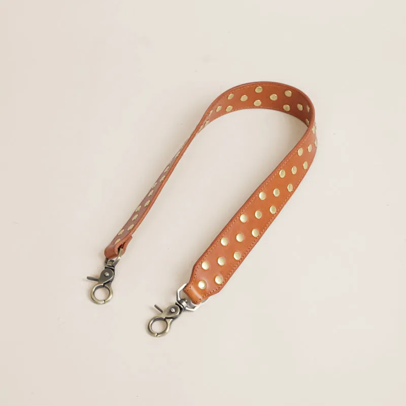 Jackie Shoulder Strap - Leather Cognac Studded sold by Parker Thatch