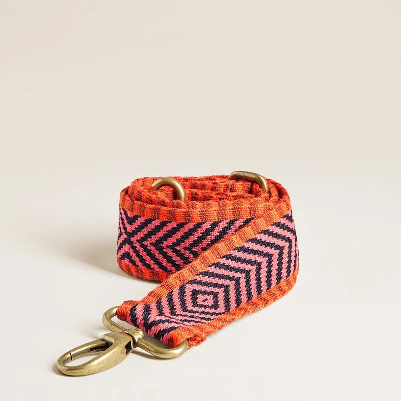 Adjustable Hand-Woven Crossbody Strap - Orange, Pink & Black Chevron sold by Parker Thatch