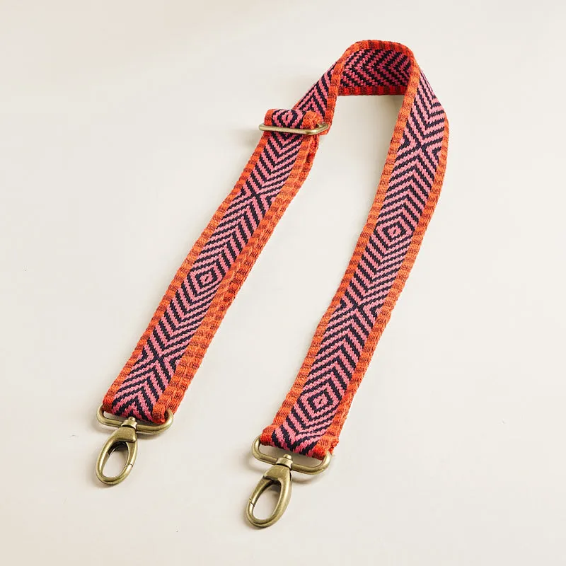Adjustable Hand-Woven Crossbody Strap - Orange, Pink & Black Chevron sold by Parker Thatch product image thumbnail 2