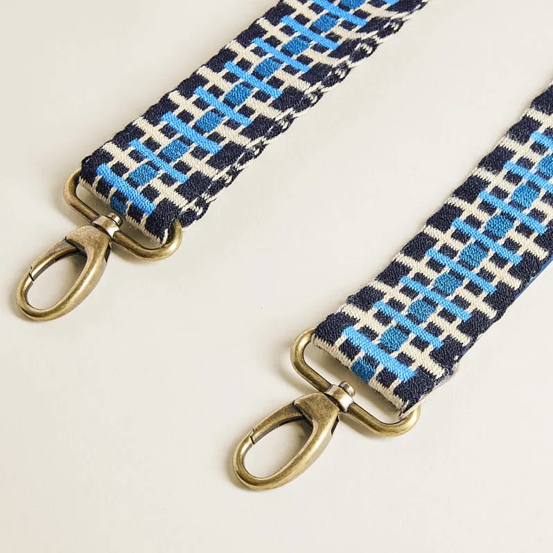 Adjustable Hand-Woven Crossbody Strap - Blue Stripe Pattern sold by Parker Thatch product image thumbnail 3