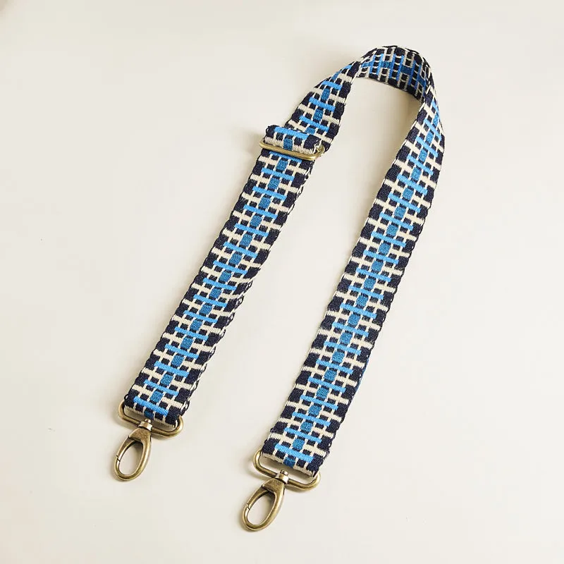 Adjustable Hand-Woven Crossbody Strap - Blue Stripe Pattern sold by Parker Thatch product image thumbnail 2
